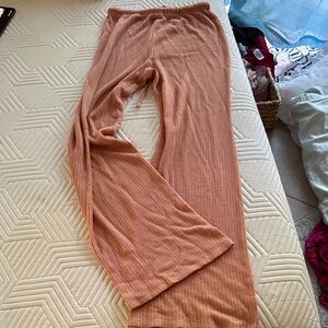 Ribbed Wide-Leg Lounge Pants - Dusty Peach  Vintage Knit Bilabong Pants